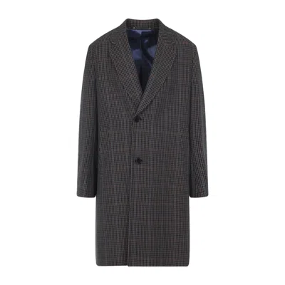 Paul Smith Long Grey Wool Blend Coat In Gray