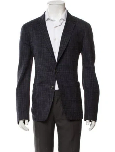 Pre-owned Paul Smith Wool Plaid Print Blazer In Blue