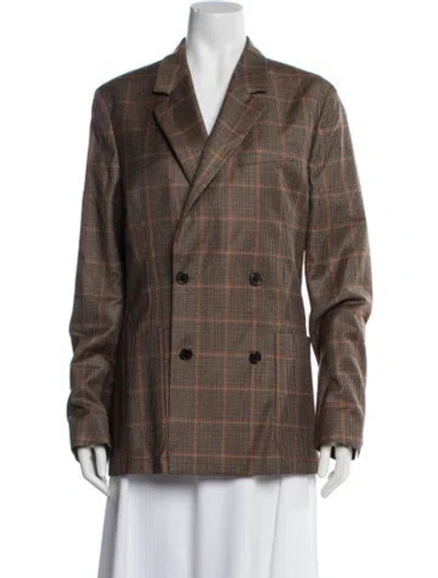 Pre-owned Paul Smith Wool Plaid Print Blazer In Brown