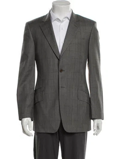 Pre-owned Paul Smith Wool Plaid Print Blazer In Gray