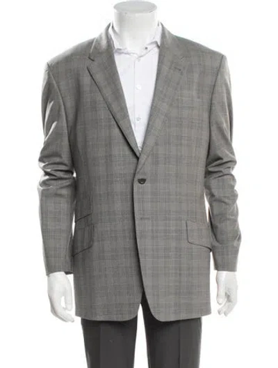 Pre-owned Paul Smith Wool Plaid Print Blazer In Gray