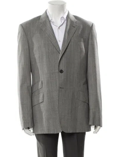 Pre-owned Paul Smith Wool Plaid Print Blazer In Gray