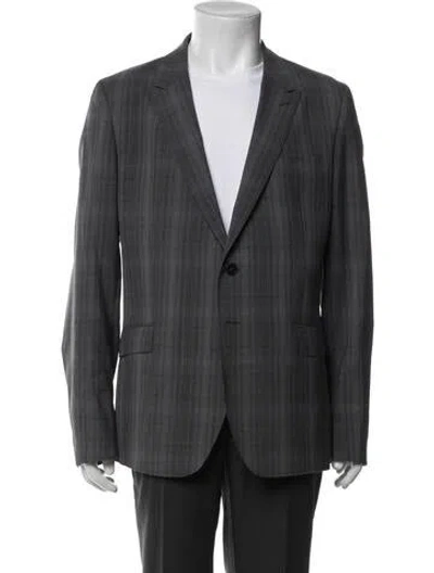 Pre-owned Paul Smith Wool Plaid Print Blazer In Gray