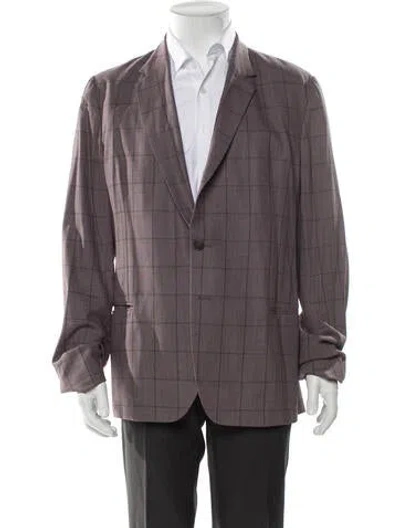 Pre-owned Paul Smith Wool Plaid Print Coat In Purple