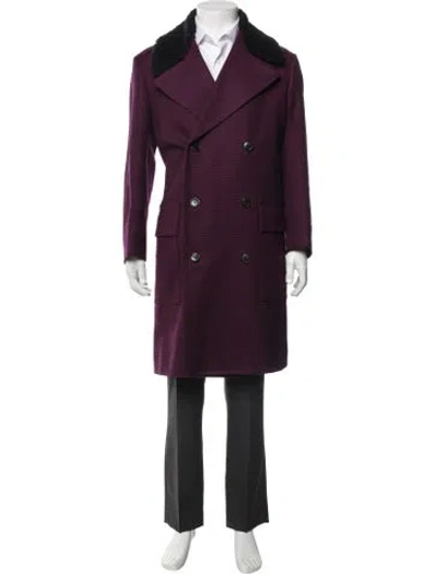 Pre-owned Paul Smith Wool Plaid Print Overcoat In Purple