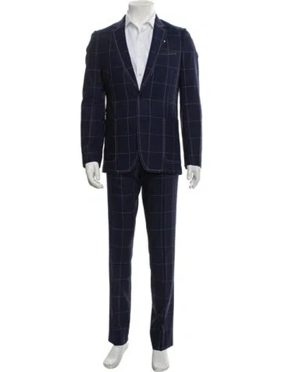 Pre-owned Paul Smith Wool Plaid Print Two-piece Suit In Blue