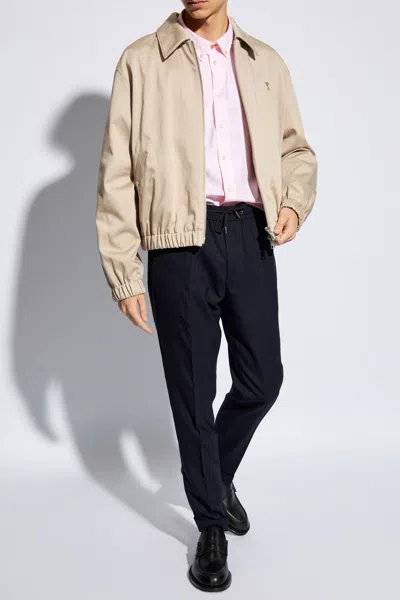 Paul Smith Wool Pleat-front Trousers In Navy Blue