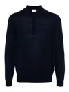 Paul Smith Merino Wool Polo Shirt With Contrasting Trim In Azul