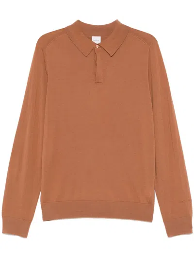 Paul Smith Wool Polo Shirt In Brown