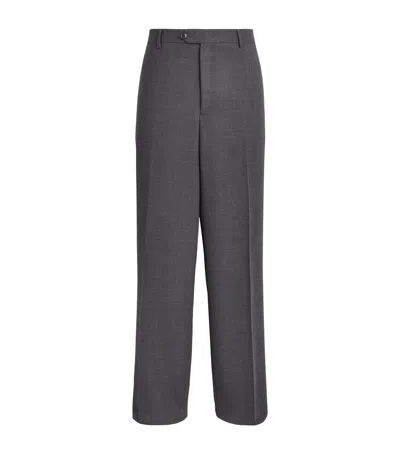 Paul Smith Wool Relaxed Pleated Trousers In Gray