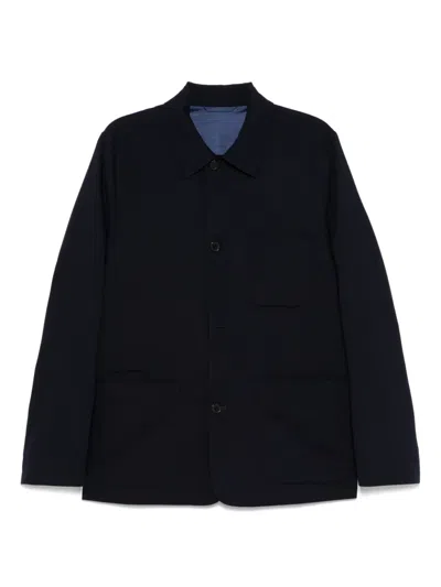 Paul Smith Wool Shirt Jacket In Blue