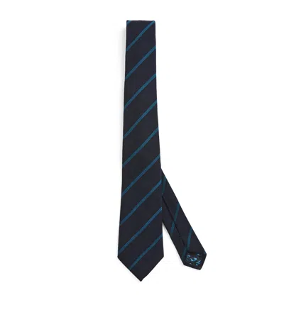 Paul Smith Wool-silk Diagonal Stripe Tie In Navy