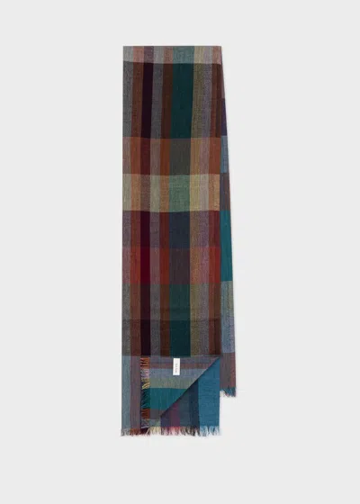 Paul Smith Signature Stripe Check Scarf In Multicolour
