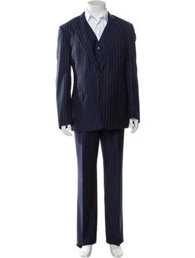 Pre-owned Paul Smith Wool Striped Three-piece Suit In Blue