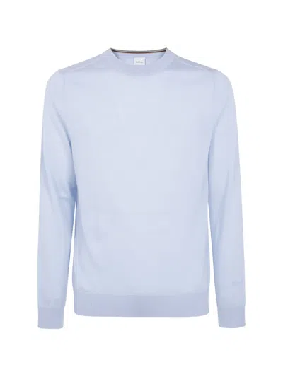 Paul Smith Mens Crew Neck Knit Sweater Ribbed In Blue