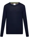 Paul Smith Lightweight Wool Crewneck Sweater With Ribbed Cuffs In Blue