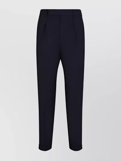 Paul Smith Wool Trousers With Monochrome Pattern And Front Pleats In Black