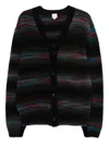 Paul Smith Horizontal Striped Cardigan With V-neck In Black