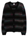 Paul Smith Horizontal Striped Cardigan With V-neck In Black