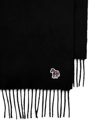 Paul Smith Wool Zebra Logo Scarf In Black
