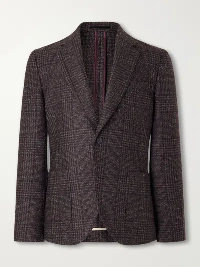 Paul Smith Wool-blend Prince Of Wales Blazer In Brown