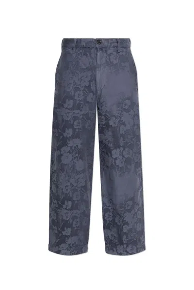 Paul Smith Floral-print Trousers In Navy