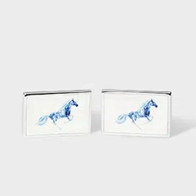 Paul Smith 'year Of The Horse' Cufflinks Blue In White