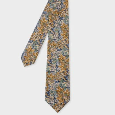 Paul Smith Yellow And Blue 'liberty Floral' Cotton Tie