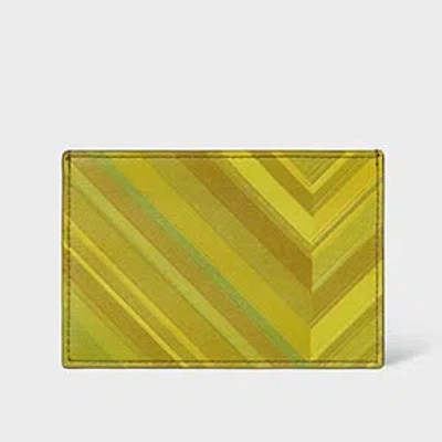 Paul Smith Yellow Leather Chevron Card Holder In Green