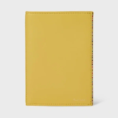 Paul Smith Yellow Leather 'signature Stripe' Trim Passport Holder