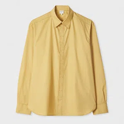 Paul Smith Yellow Mercerised Cotton Poplin Shirt In White