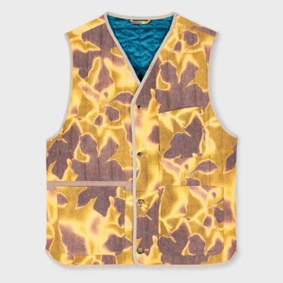 Paul Smith Photogram Leaves Quilted Gilet In Yellow