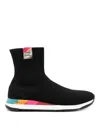 Paul Smith High-top Sneakers With Comet Logo Patch In Negro