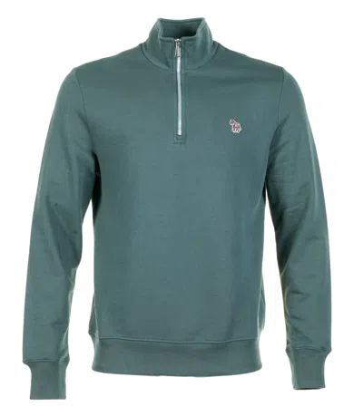 Paul Smith Zebra Half Zip Sweatshirt Petrol Green