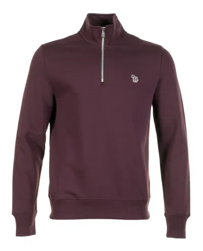 Paul Smith Zebra Half Zip Sweatshirt Very Dark Red In Purple