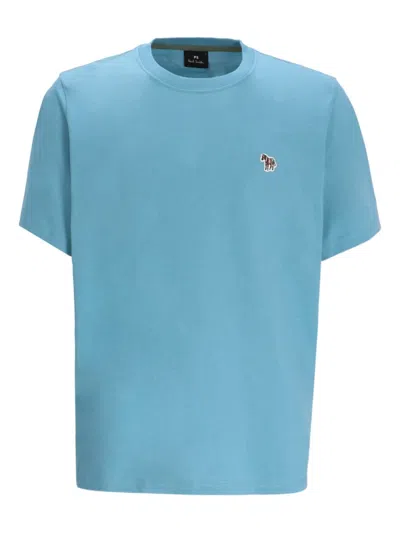 Paul Smith Zebra-logo Cotton T-shirt In Blue