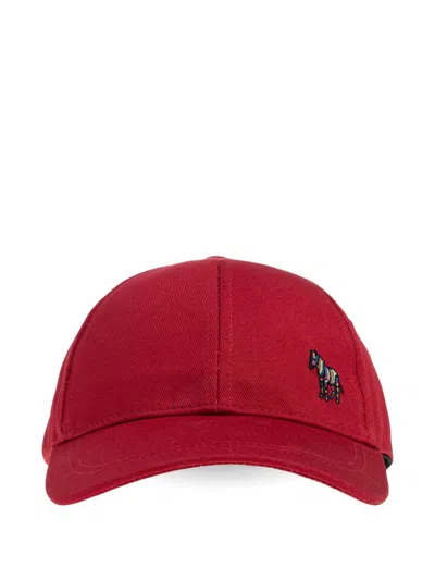 Paul Smith Zebra Logo Organic Cotton Cap In Red