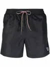 Paul Smith Zebra Motif Swim Shorts With Drawstring Waistband In Black