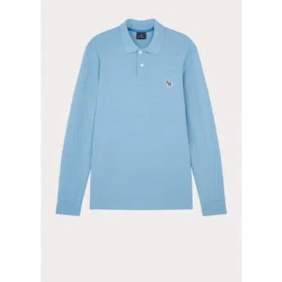 Paul Smith Zebra Ls Polo Shirt Col: 40e Light Blue, Size: Xxl