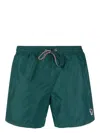 Paul Smith Zebra-motif Drawstring-waist Swim Shorts In Green