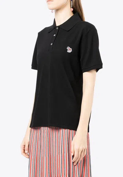 Paul Smith Zebra Patch Polo T-shirt In Black