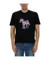 Paul Smith Zebra-print Organic-cotton T-shirt In Black