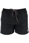 Paul Smith Zebra Motif Swim Shorts With Drawstring Waistband In Black