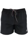 Paul Smith Zebra Motif Swim Shorts With Drawstring Waistband In Black (black)