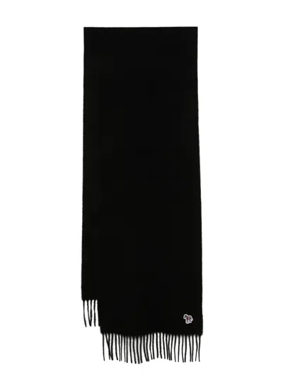 Paul Smith Zebra Scarf In Black
