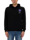 Paul Smith Logo Print Drawstring Hoodie In Black