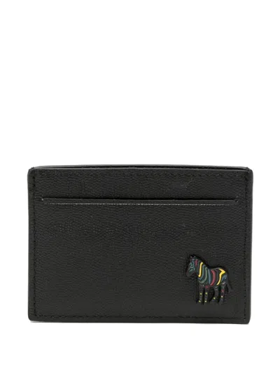 Paul Smith Zebra-patch Pebbled Cardholder In Blue