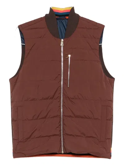 Paul Smith Zip-fastening Quilted-front Gilet In Brown