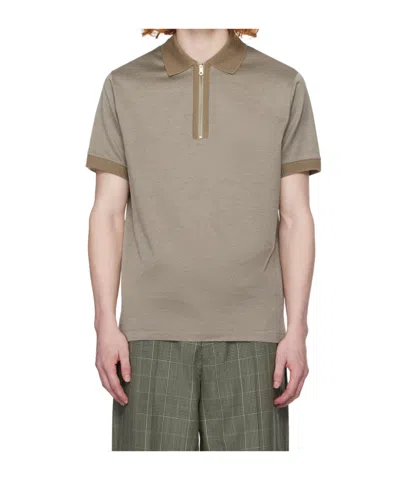 Paul Smith Zip-front Cotton Polo Shirt In Nude