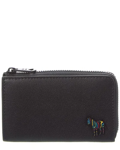 Paul Smith Zip Leather Wallet In Black